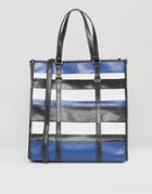 Mango Stripe Shopper Bag - Blue