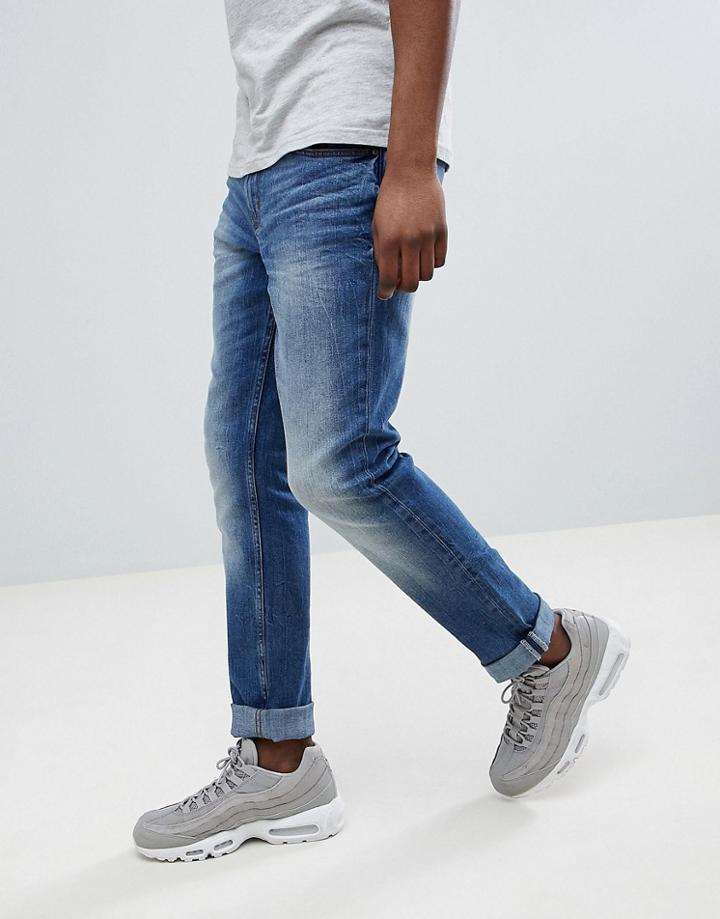 Blend Jet Slim Fit Distressed Jeans Dusty Blue - Blue