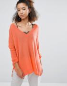 Subtle Luxury Cashmere Essential V-neck Reversible Sweater In Orange -