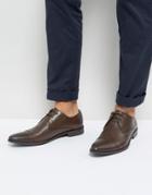 Frank Wright Toe Cap Derby Shoes In Brown Leather - Brown