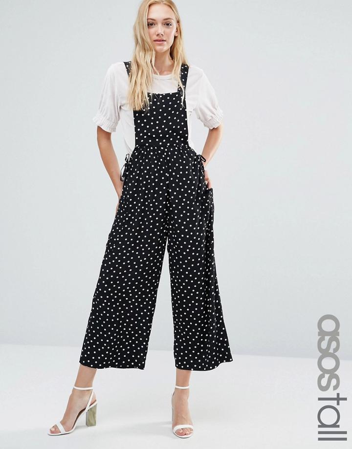 Asos Tall Overall In Polka Dot - Multi