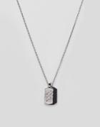 Emporio Armani Dogtag Necklace In Silver & Black - Silver