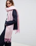 Asos Design Fluffy Two Tone Long Scarf With Tassels - Pink