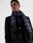 Moss London Scarf With Window Pane Check - Navy