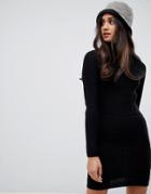 Brave Soul Amanda Roll Neck Sweater Dress - Black