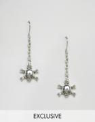 Reclaimed Vintage Inspired Earrings With Skulls - Silver