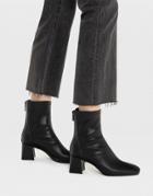 Stradivarius Seam Front Mid Heel Boots In Black