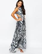 Forever Unique Zebra Print Maxi Dress With Side Cut Outs - Zebra Print