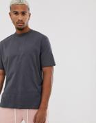 Asos Design Organic Relaxed T-shirt With Crew Neck In Washed Black-gray