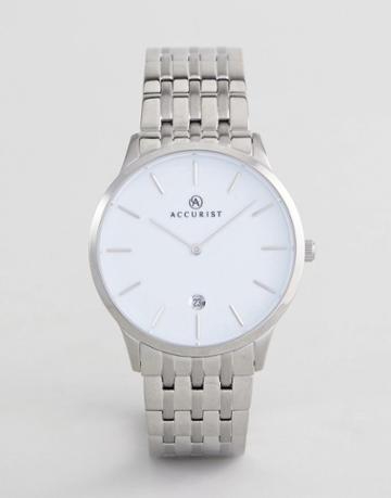 Accurist 7238 Minimal Dial Bracelet Watch - Silver