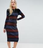 Asos Tall Knitted Midi Dress In Stripe - Multi