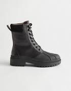 & Other Stories Leather Lace-up Boots With Stitch Detail In Black