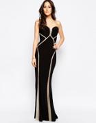 Forever Unique Bianca Sweetheart Maxi Dress With Sheer Embellished Panels - Black