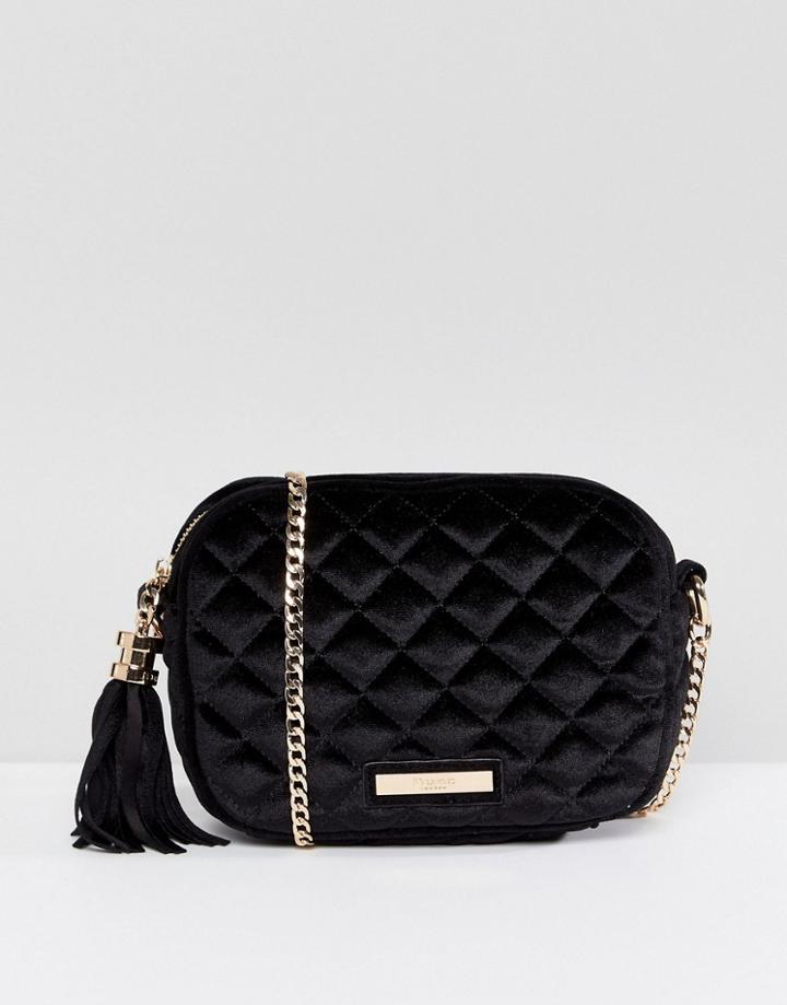 Dune Sophie Velvet Quilted Crossbody Bag - Black