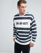 Asos Oversized Sweatshirt With Stripe & Print - White