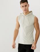 French Connection Sleeveless Hoodie-stone