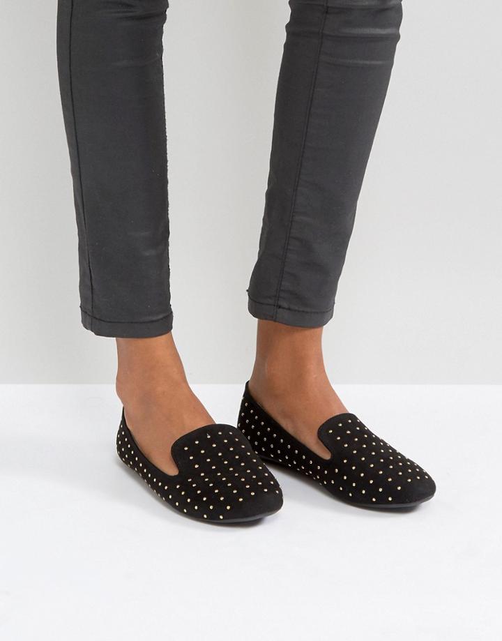 Qupid Stud Slipper - Black