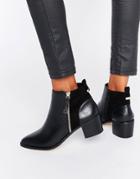 Miss Selfridge Zip Detail Ankle Boot - Black