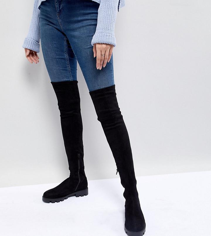 Asos Korey Flat Over The Knee Boots-black