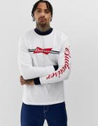 Asos Design Budweiser Relaxed Long Sleeve T-shirt With Contrast Turtleneck-white