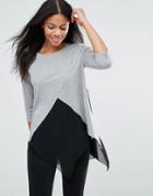 Vero Moda Janouk Wrap Waterfall Top - Gray