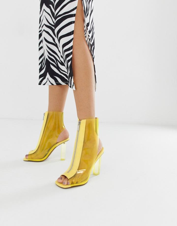 Asos Design Energise Clear Heeled Boots-yellow