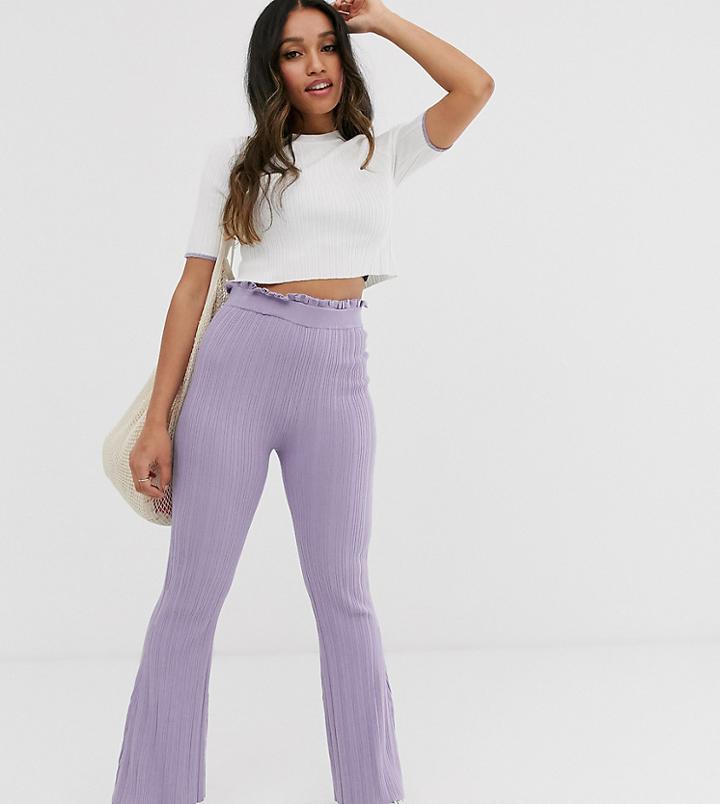 Asos Design Petite Two-piece Rib Knit Pants-purple