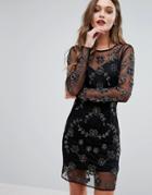 New Look Premium Embellished Mesh Bodycon Dress - Black