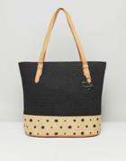 Pia Rossini Large Summer Tote With Spot Trim - Black