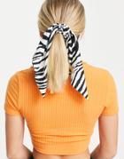 Pieces Satin Hair Tie Bow In Zebra-multi