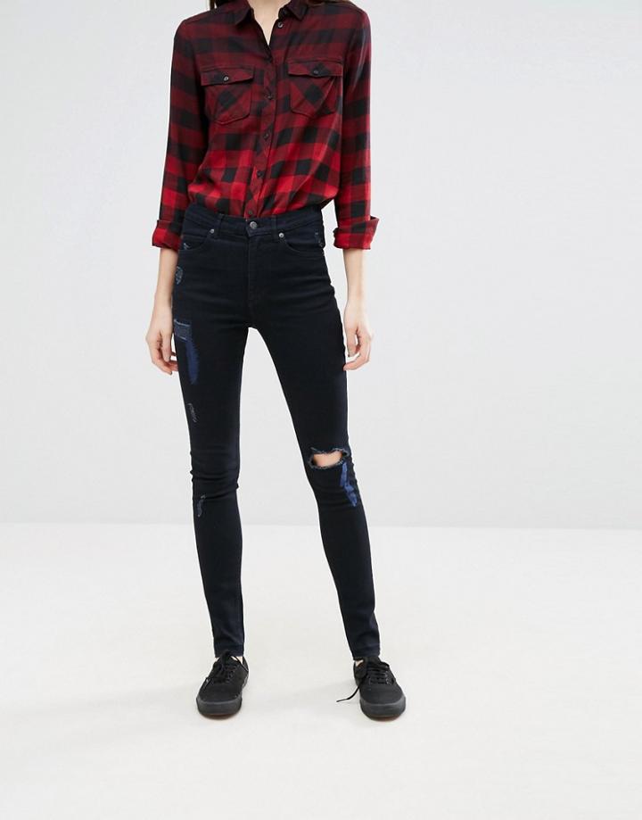 Cheap Monday Second Skin High Waisted Ripped Jeans - Black