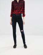 Cheap Monday Second Skin High Waisted Ripped Jeans - Black