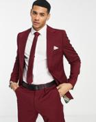 Harry Brown Wedding Skinny Fit Suit Jacket In Berry-red