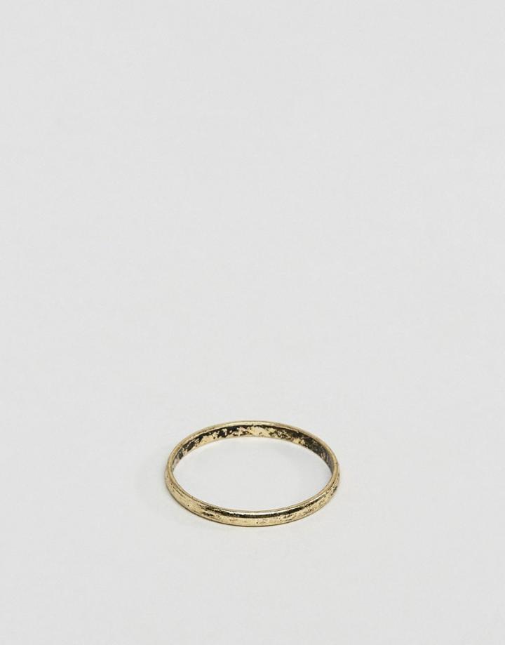 Asos Ditsy Ring In Burnished Gold - Gold