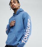 Crooked Tongues Hoodie With Sleeve Print In Blue - Blue