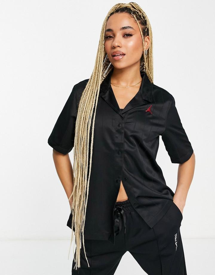Nike Jordan Heritage Camp Collar Shirt In Black