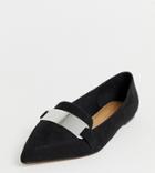 Asos Design Wide Fit Leonie Pointed Loafer Ballet Flats In Black - Black