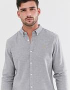 Farah Minshell Slim Fit Flannel Shirt In Light Gray