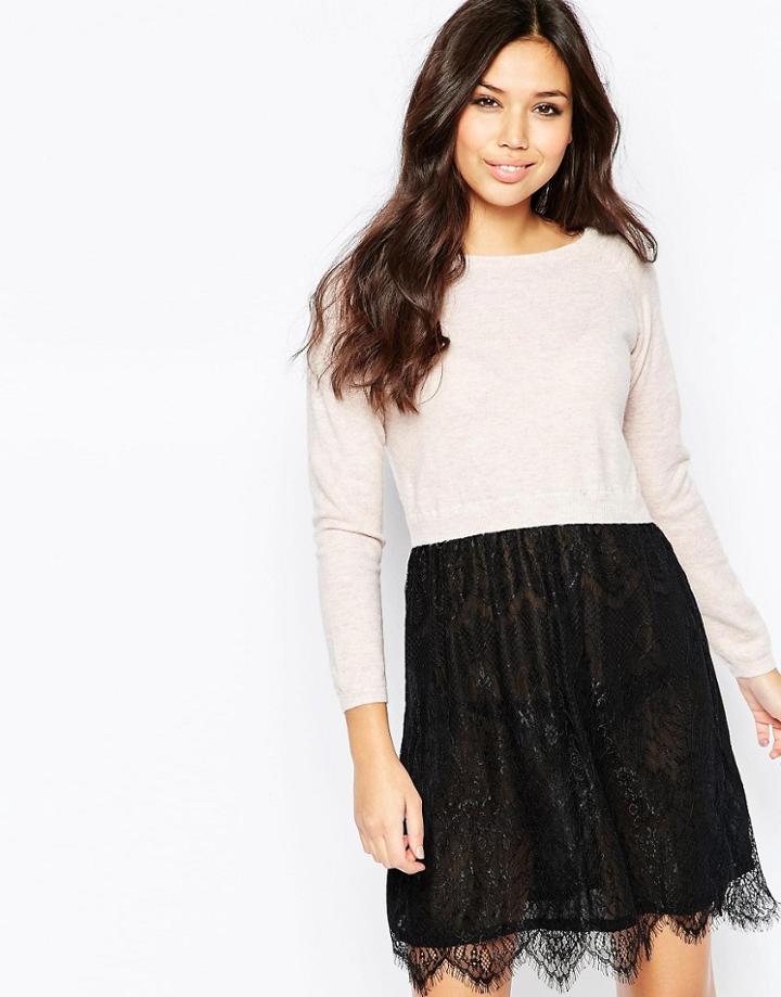 Iska Lace And Knit Dress - Pink