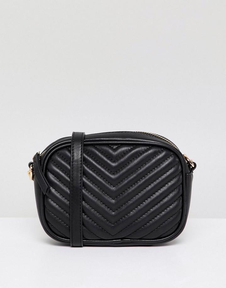 New Look Quilted Cross Body Bag In Black - Black