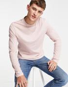 Asos Design Organic Long Sleeve T-shirt With Crew Neck In Washed Pink