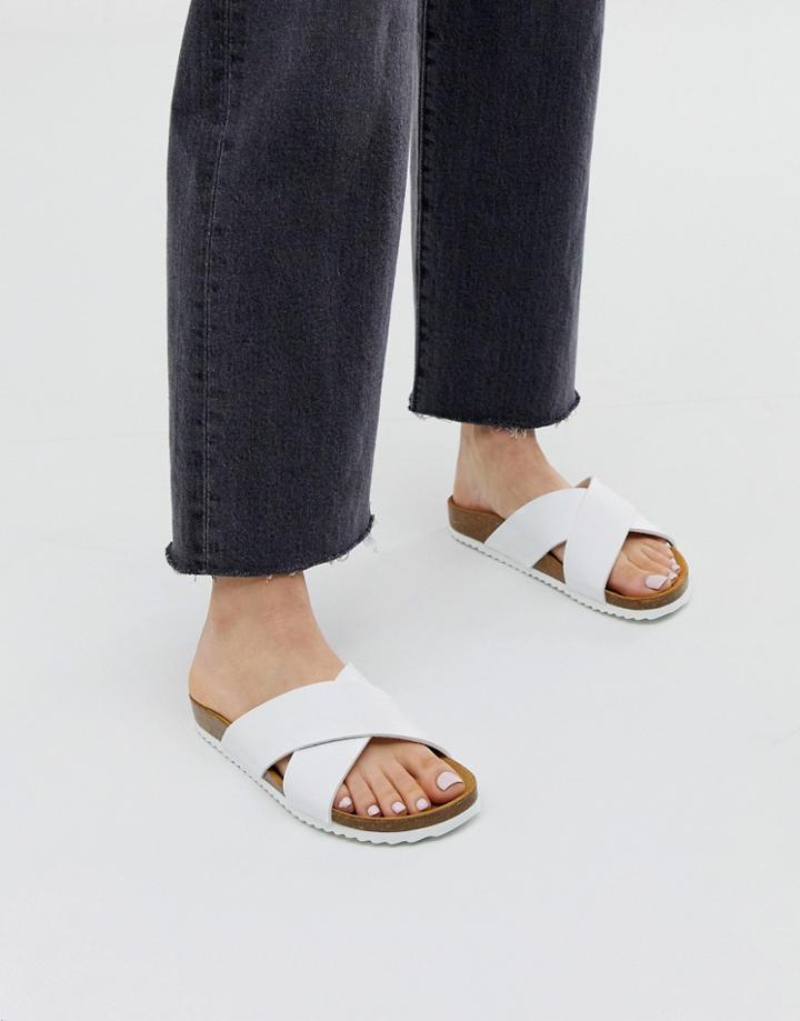 Office Hoxton White Slider Sandals - White