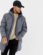 Soul Star Long Line Puffer Jacket - Gray
