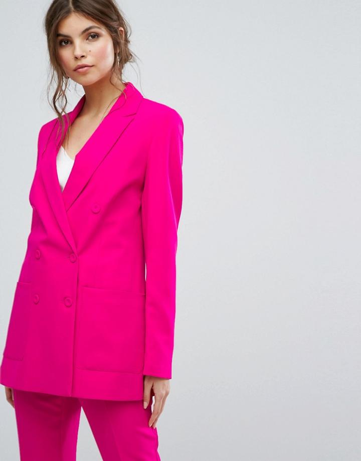 Oasis Tailored Double Breasted Blazer - Pink