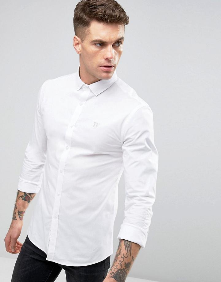 11 Degrees Long Sleeve Shirt In Skinny Fit - White