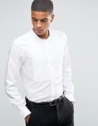 Hart Hollywood By Nick Hart Slim Smart Grandad Collar Shirt With Bib Front - White