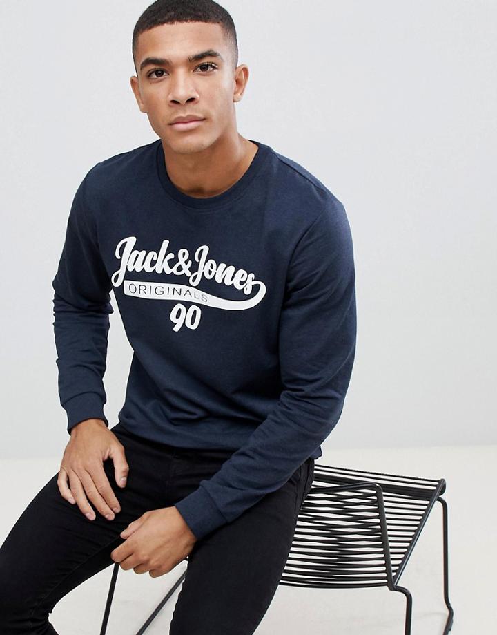 Jack & Jones Logo Crew Neck Sweat - Navy