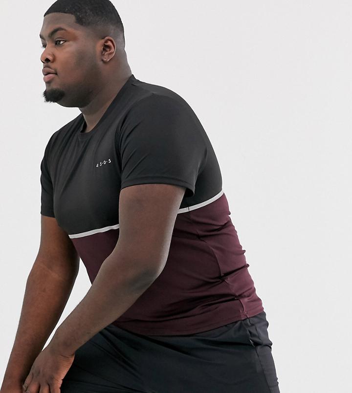 Asos 4505 Plus Training T-shirt With Contrast Panel And Quick Dry-black