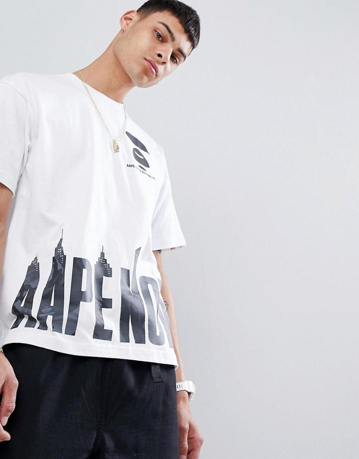 Aape By A Bathing Ape Boxy Fit T-shirt With Camo Logo Hem Print In White - White