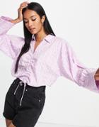 Vero Moda Shirt With Ruched Front In Lilac Print - Part Of A Set-purple